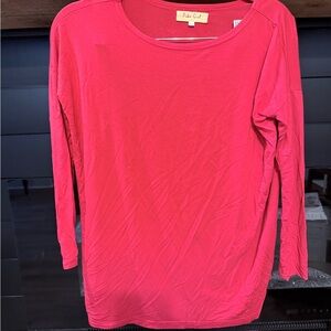 Red Long Sleeve Piko Top